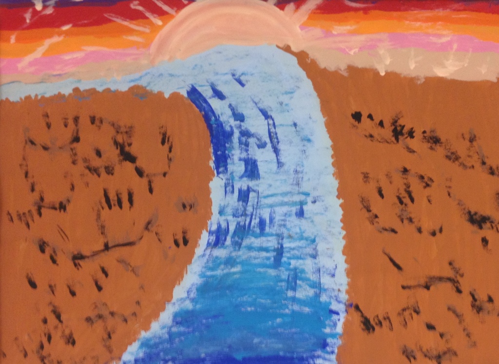 " Sunset on the waterfall "